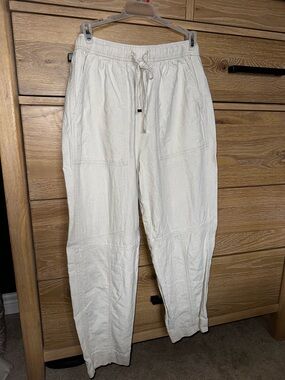 Zara White Drawstring linen Pants